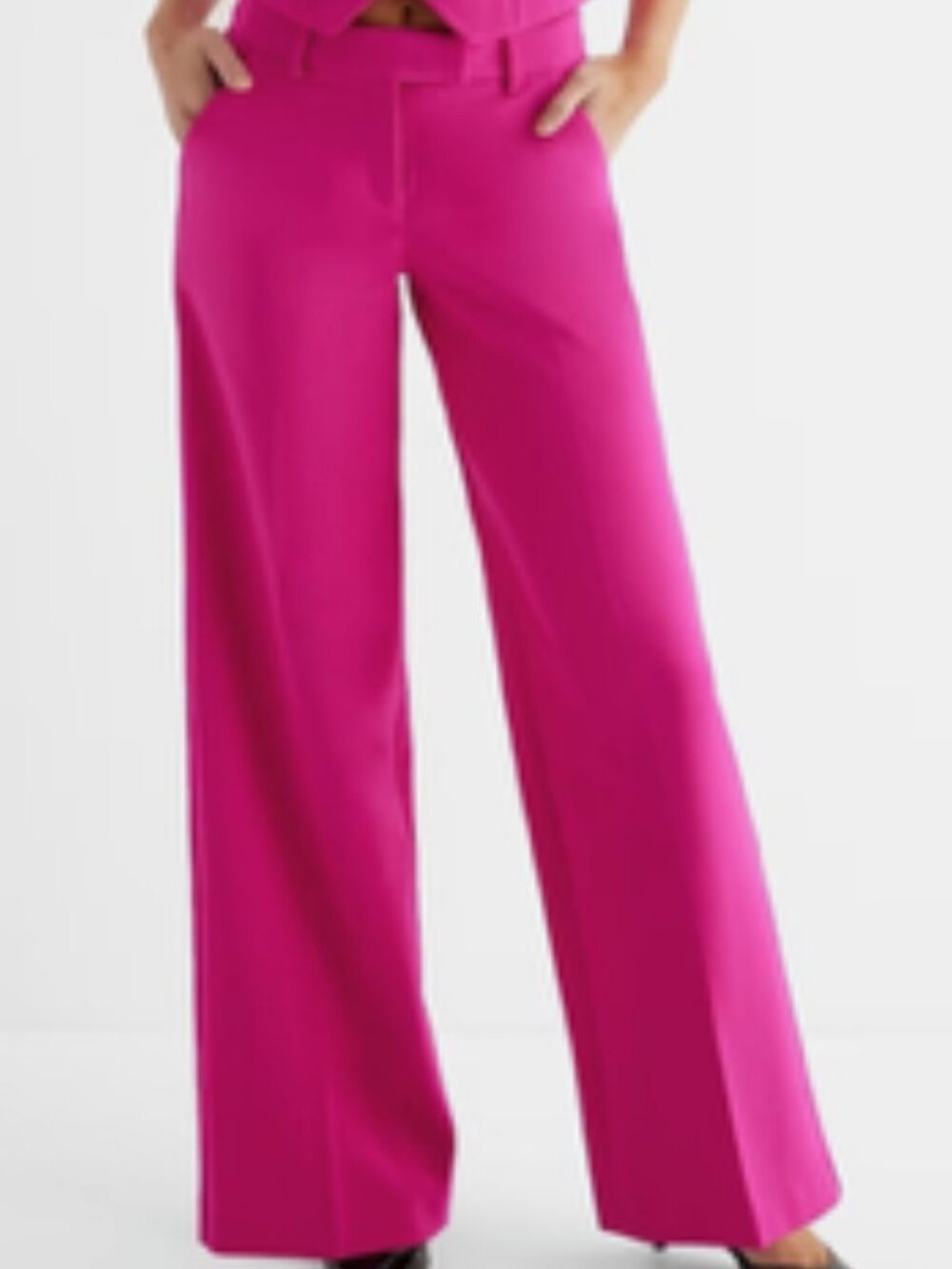 Express Editor Hot Pink Mid Rise Relaxed Stretch Trouser Sz 12 Regular